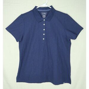 LL Bean Polo Shirt Short Sleeves Blue Slightly Fitted Mens Size Medium EUC